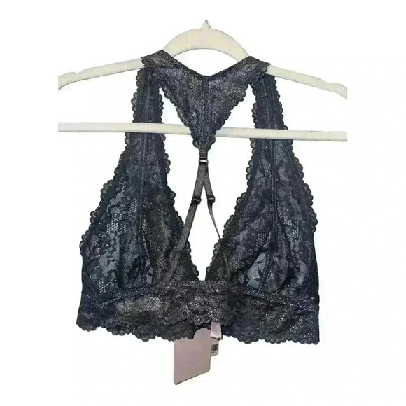 Savage X Fenty Shimmer Floral Lace Racerback Bralette, Large - Picture 3 of 6